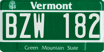 VT license plate BZW182