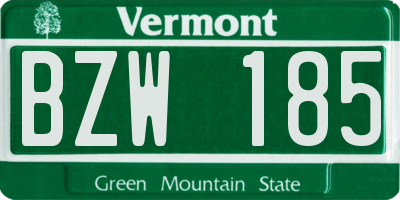 VT license plate BZW185