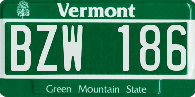 VT license plate BZW186