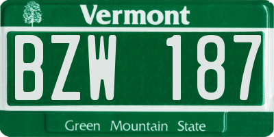 VT license plate BZW187