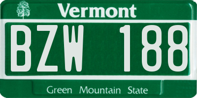 VT license plate BZW188