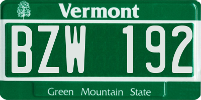 VT license plate BZW192
