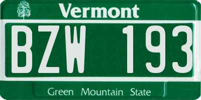 VT license plate BZW193