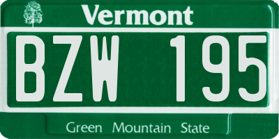 VT license plate BZW195