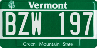 VT license plate BZW197