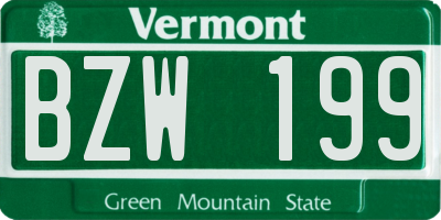 VT license plate BZW199