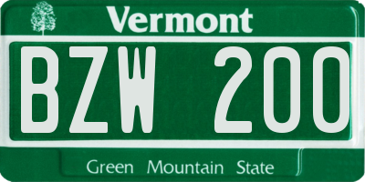 VT license plate BZW200