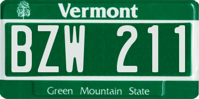 VT license plate BZW211