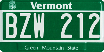 VT license plate BZW212
