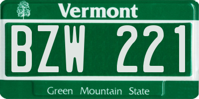 VT license plate BZW221