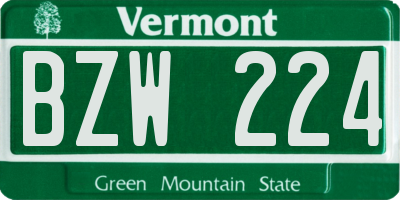VT license plate BZW224