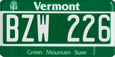 VT license plate BZW226