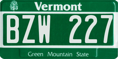 VT license plate BZW227