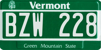VT license plate BZW228