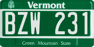 VT license plate BZW231