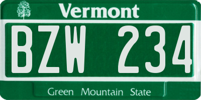 VT license plate BZW234