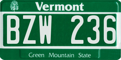 VT license plate BZW236