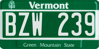 VT license plate BZW239