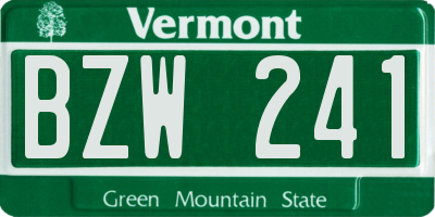 VT license plate BZW241