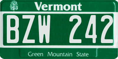 VT license plate BZW242