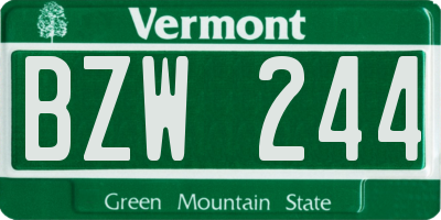 VT license plate BZW244