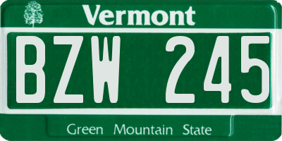 VT license plate BZW245