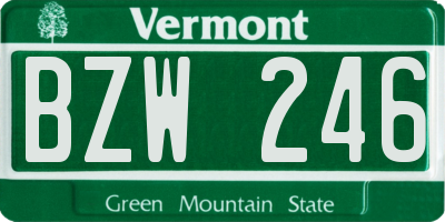 VT license plate BZW246