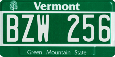 VT license plate BZW256