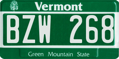 VT license plate BZW268