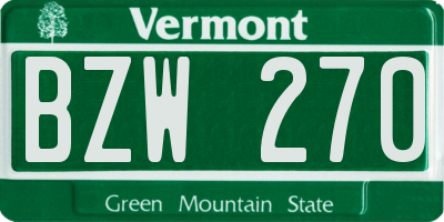 VT license plate BZW270