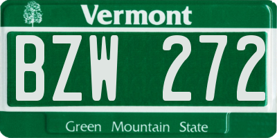 VT license plate BZW272