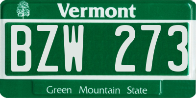VT license plate BZW273
