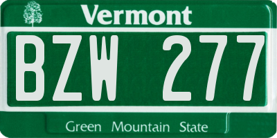 VT license plate BZW277