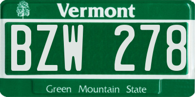 VT license plate BZW278