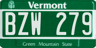 VT license plate BZW279