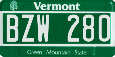 VT license plate BZW280