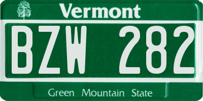 VT license plate BZW282