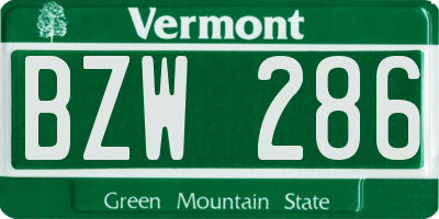 VT license plate BZW286