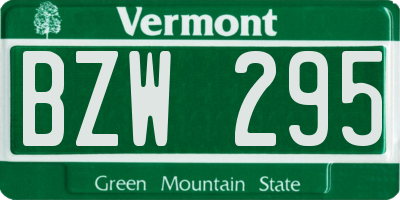 VT license plate BZW295