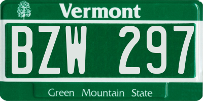 VT license plate BZW297