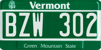 VT license plate BZW302
