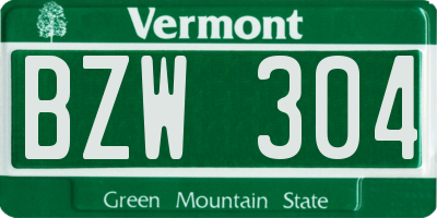 VT license plate BZW304