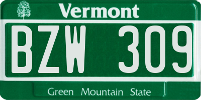 VT license plate BZW309