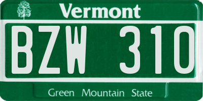 VT license plate BZW310