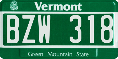 VT license plate BZW318