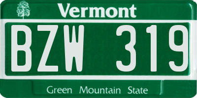 VT license plate BZW319