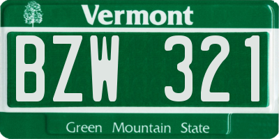VT license plate BZW321