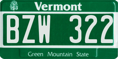 VT license plate BZW322