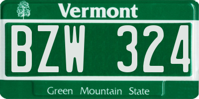 VT license plate BZW324