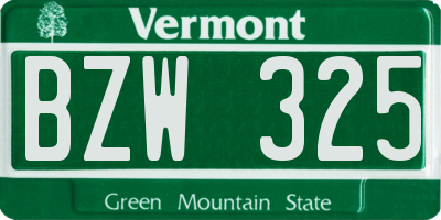 VT license plate BZW325